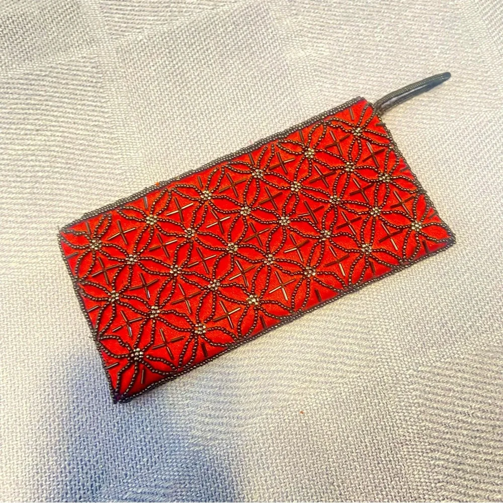 Hand Made Thailand Red Beaded Clutch